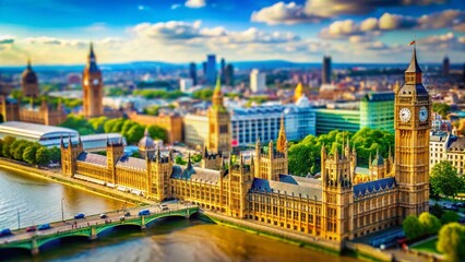Obraz premium Tilt-Shift London Skyline: Iconic Cityscape Miniature Effect