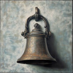 Fototapeta premium Antique Bronze Bell: A Study in Texture and Light