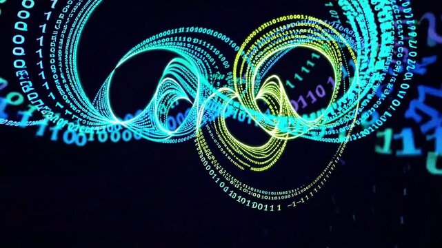 Abstract Digital Background with Flowing Binary Code in Vibrant Colors Representing Technology and Data Processing Concepts for Modern Design Projects