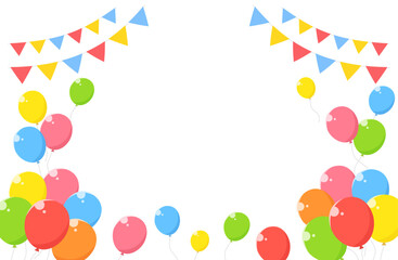  風船 バルーン 旗 フラッグ ガーランド  背景 イラスト