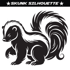 Skunk silhouette vector illustration isolated on a white background.