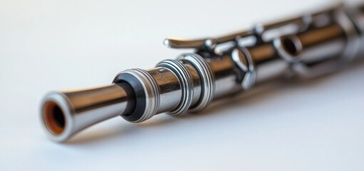 Fototapeta premium Close-up of a Silver Flute's Intricate Details