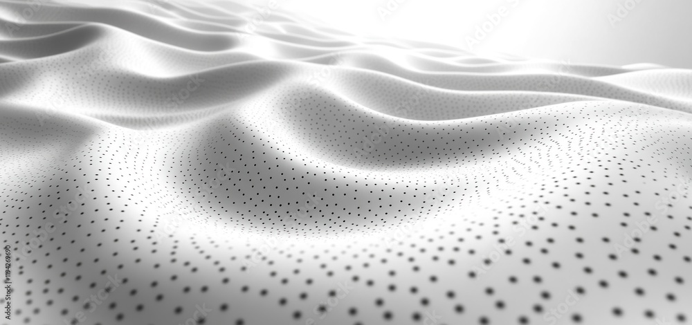 Poster abstract white fabric texture with subtle waves and perforated pattern: a study in monochromatic ele