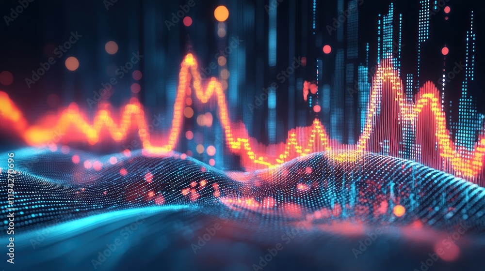Poster abstract data visualization: dynamic stock market waves