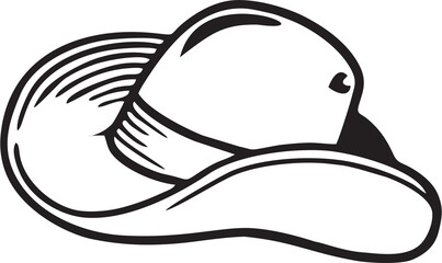 Cowboy hat on white background. Hand drawn cowboy hat symbol of the American West, freedom, and rugged individualism. Respected  head wear.