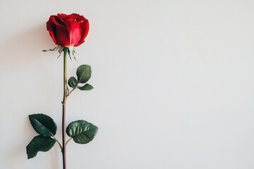 Fototapeta premium Single Red Rose Minimalist Photography Elegant Floral Image
