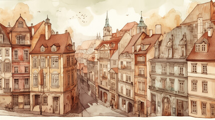 Fototapeta premium Picturesque European Street with Charming Houses
