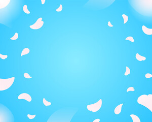 春のバナー背景素材に使える。放射状に舞う桜の花びら。ベクターイラスト素材。