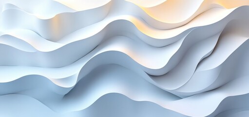 Fototapeta premium Abstract White Waves: A Serene 3D Render