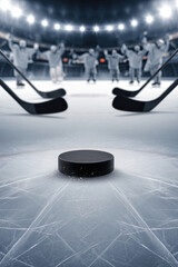 A hockey puck sliding across an icy surface, waving to cheering sticks