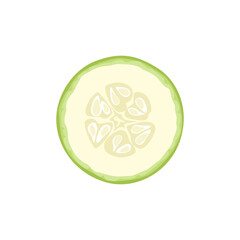 Zucchini slice isolated on white background. Fresh vegetable icon. Vector food cartoon flat illustration.