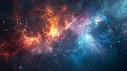 Fototapeta premium Cosmic Nebula: A Celestial Tapestry of Fire and Ice