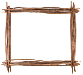 Cadre de brindilles sur fond blanc 