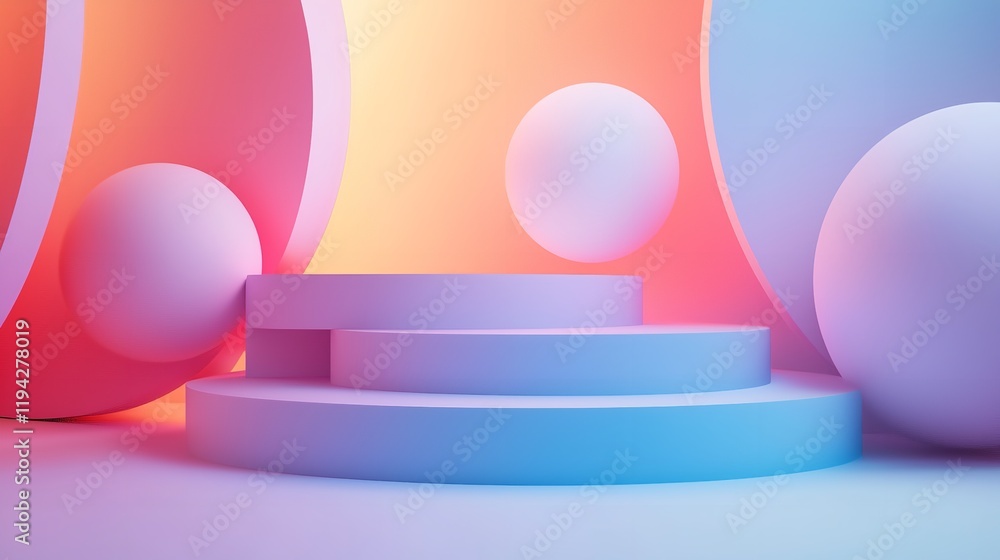 Poster empty studio gradient background and display product luxury colourful neon abstract elegant platform
