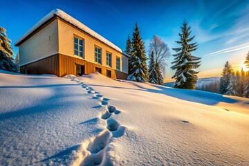 Winter Wonderland: Animal Tracks in Fresh Snow - Architectural Photography