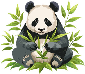 panda with bamboo isolated ai generative