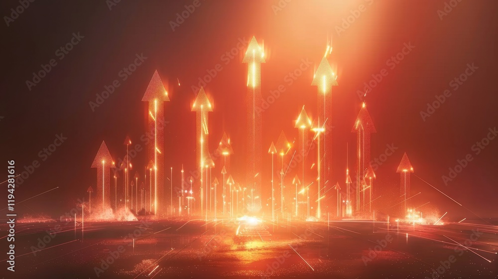 Aufkleber dynamic abstract illustration of glowing arrows pointing upward, symbolizing growth and progress in 