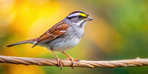 Fototapeta premium A detailed high-resolution image captures a White-throated Sparrow (Zonotrichia albicollis) in its natural habitat.