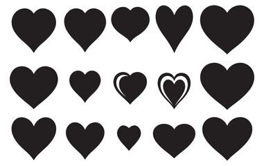 set of different heart shape vector icon illustration
