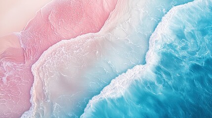 Fototapeta premium Pink and Blue Paradise: An Aerial View of Serene Coastal Waters