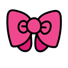 Ribbon Simple Doodle Hand Drawing Style Isolated on White Background