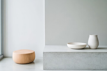 Minimalist interior showcasing modern design elements and natural materials