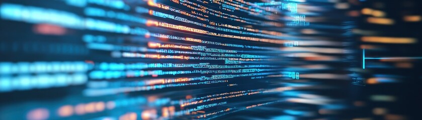 Digital code stream, abstract background, technology concept, website banner