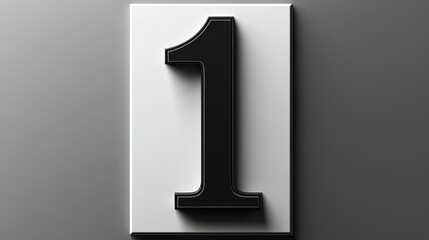 3D black number 1 on a white block or frame against a grey background.