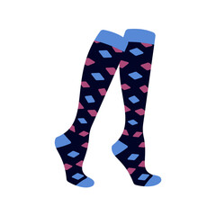 Black socks with blue star patterns Illustration