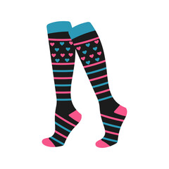 Green socks with pink hearts Illustration