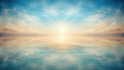 Obraz premium Serene Sunset Reflection A Tranquil Panorama of Calm Waters Mirroring a Peaceful Sky at Day's End