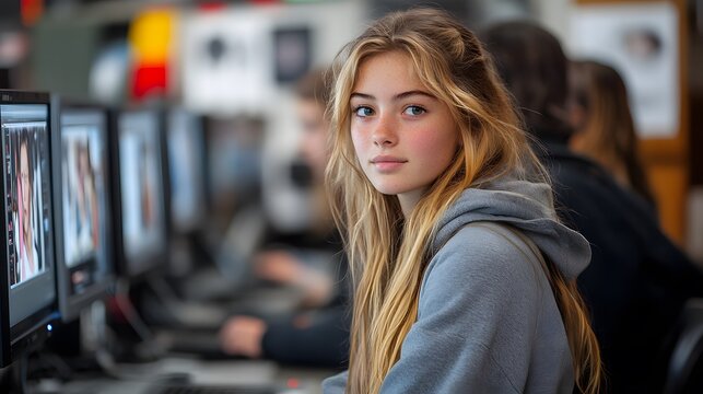 Students engaging with a virtual tutor for creative arts and design learning