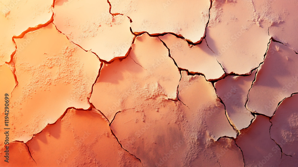 Poster cracked terracotta plaster texture with warm earthy tones and vibrant abstract patterns ideal for ru