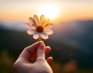 hand holding flower