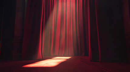 Stage lighting with a red curtain