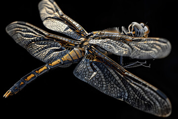 dragonfly on black background