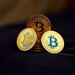  "Three Gold Coins with Letter B - Symbolic Financial Icon"