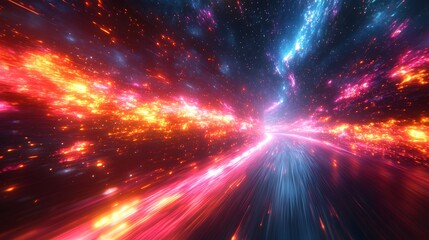 Obraz premium Fast-paced digital animation with colorful energy streaks and smooth transitions
