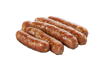 Cooked sausages plate, studio shot, food photography, breakfast