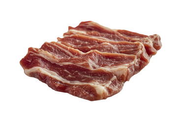 Raw beef strips studio shot, white background