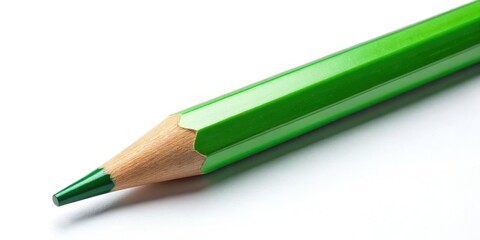 Fresh start symbolized by a bright green pencil, pristine and ready for use; perfect stock photo for back-to-school themes.