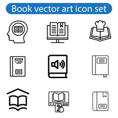 Book icon set vector art illustration. Literature book icons collection. Textbook icons on white background.