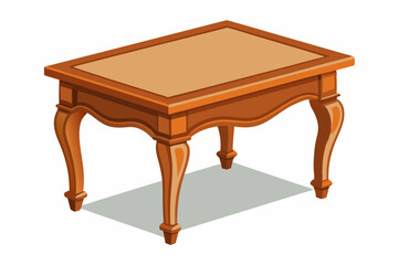 Small wooden classic varnished table isolated on white background 