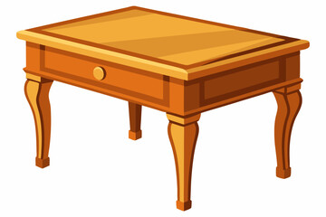 Small wooden classic varnished table isolated on white background 