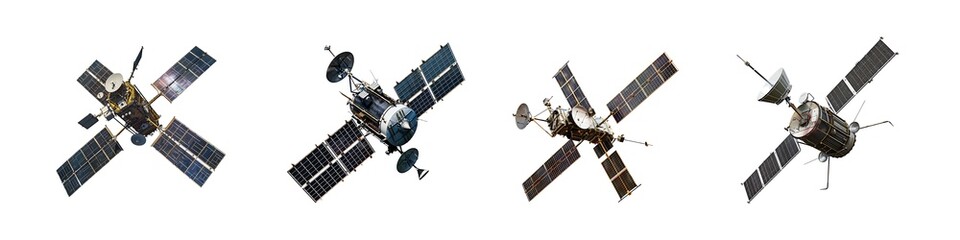 Set of Satellite PNGs Isolated on Transparent Background
