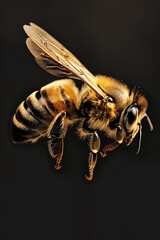 bee on a black background