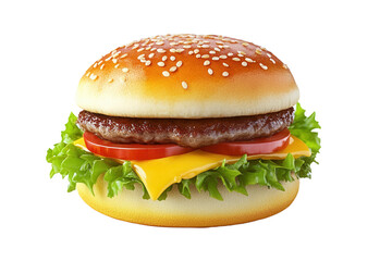 Juicy burger studio shot, white background, food menu