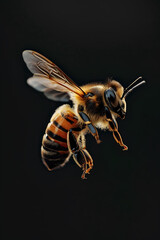 bee on black background