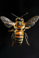 wasp on black background