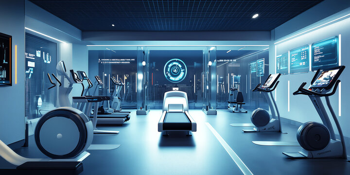 A High-Tech Gym Equipped with Smart Workout Machines and Personalized Training Programs for Fitness and Wellness Goals
